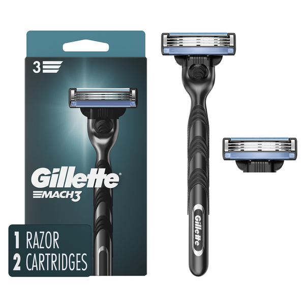 Shave Needs Gillette Mach3 Razor for Men, 1 Razor Handle + 2 Blade Refills hero