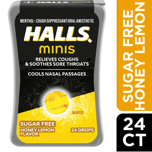 Cold, Flu & Allergy Halls Minis Honey Lemon Flavor Sugar Free Cough Drops hero