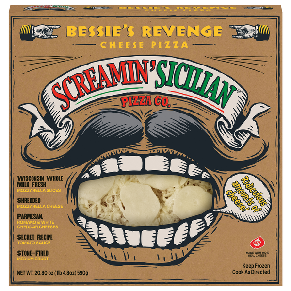 Frozen Pizza Screamin' Sicilian Pizza, Cheese, Bessie's Revenge hero