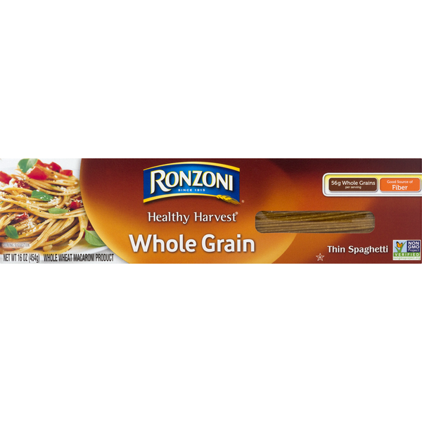 Dry Pasta Ronzoni Healthy Harvest Whole Grain Thin Spaghetti Pasta hero