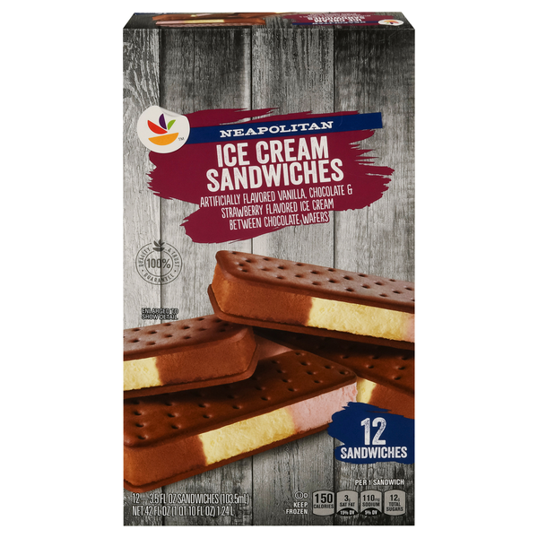 Ice Cream & Ice Store Brand Ice Cream Sandwiches, Neapolitan hero