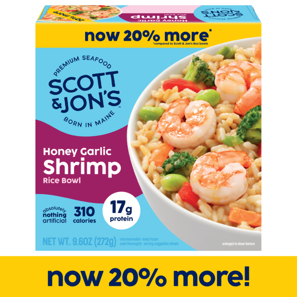 Frozen Meals Scott & Jon's Honey Garlic Shrimp Rice Bowl, Frozen Meal hero