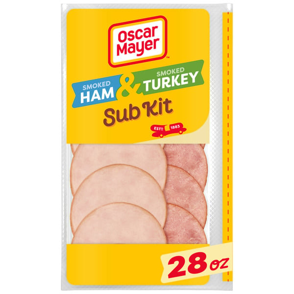 Packaged Lunch Meat Oscar Mayer Sub Kit with Smoked Ham & Smoked Turkey Breast Sliced Deli Sandwich Lunch Meat hero