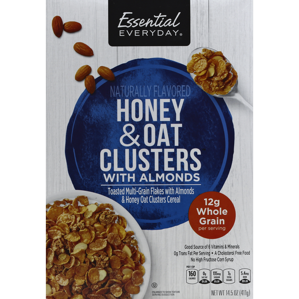 Cereal Essential Everyday Cereal, Honey & Oats Clusters, with Almonds hero