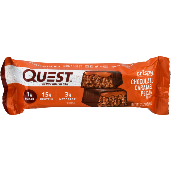 Energy & Granola Bars Quest Protein Bar, Hero, Chocolate Caramel Pecan Flavor, Crispy hero