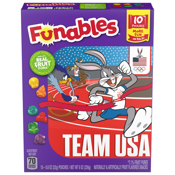 Fruit & Vegetable Snacks Funables Fruit Flavored Snacks, Team USA hero