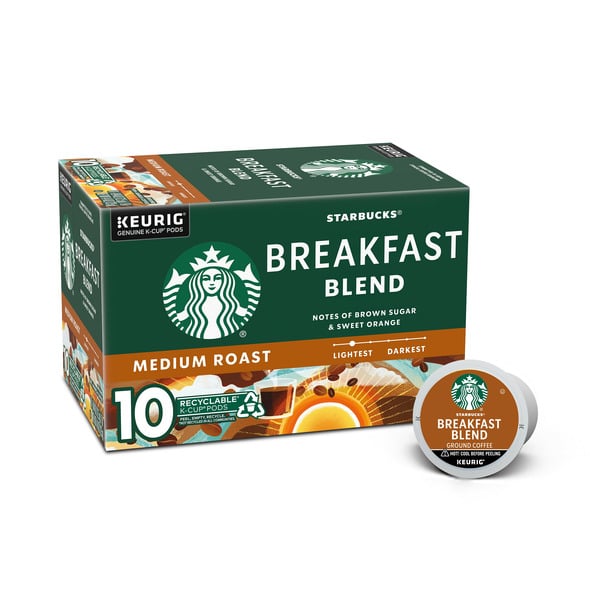 Coffee Grounds and Whole Beans Starbucks Breakfast Blend Medium Roast K-Cup Coffee hero