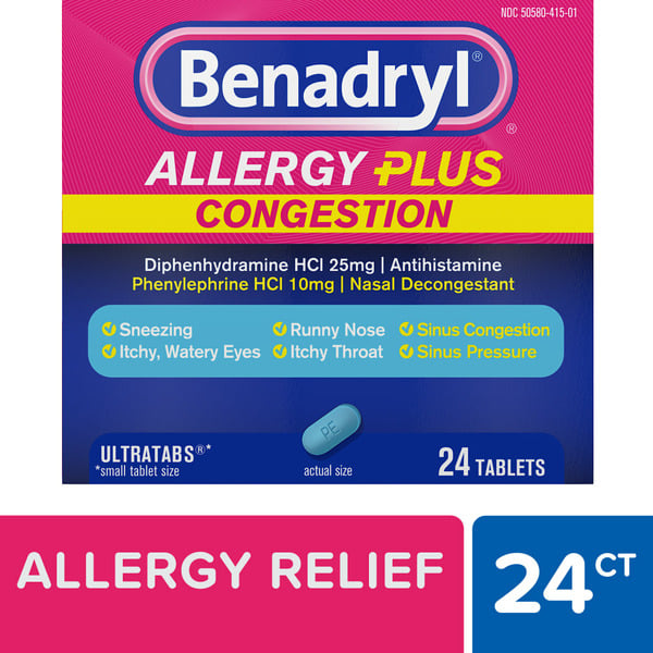 Cold, Flu & Allergy Benadryl Allergy Plus Congestion Ultratabs Allergy Medicine hero