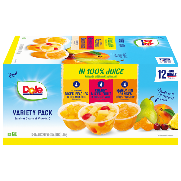 Canned Fruit & Applesauce Dole Fruit Bowls, Variety Pack hero