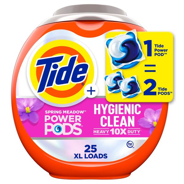 Laundry Tide Power PODS Laundry Detergent Pacs, Hygienic Clean, Spring Meadow hero