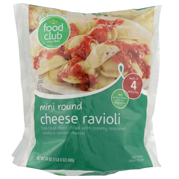 Frozen Meals Food Club Cheese Mini Round Ravioli hero