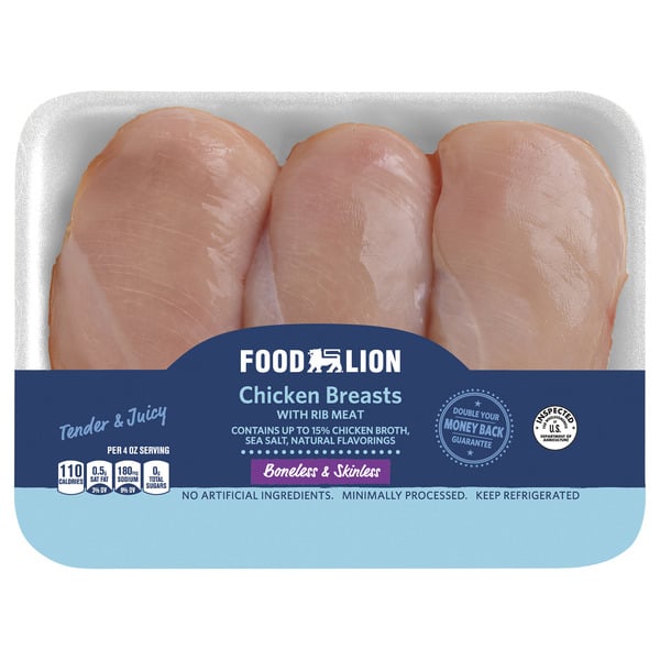 Fresh Chicken & Turkey Food Lion Boneless & Skinless Chicken Breasts hero