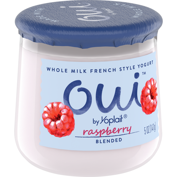 Yogurt Yoplait Oui French Style Raspberry Whole Milk Yogurt, Glass Yogurt Jar hero