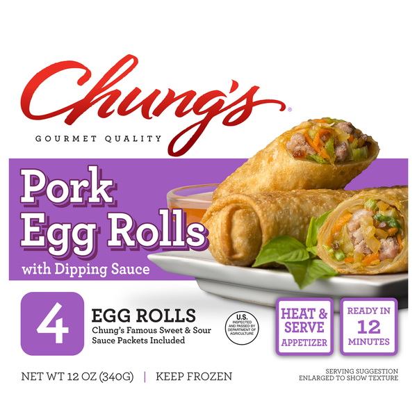 Frozen Appetizers & Sides Chung's Egg Rolls, Pork hero