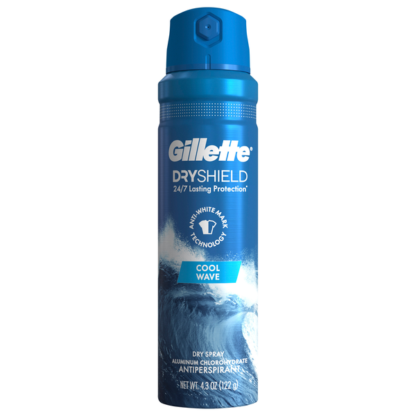 Deodorants Gillette Antiperspirant, Aluminum Chlorohydrate, Dry Spray, Cool Wave hero