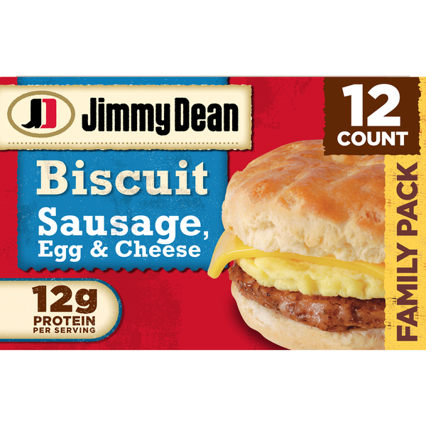 Frozen Breakfast Jimmy Dean Sausage, Egg & Cheese Biscuit Sandwiches, Frozen hero