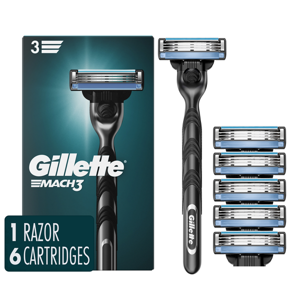 Shave Needs Gillette Mach3 Razor for Men, 1 Razor Handle + 6 Blade Refills hero