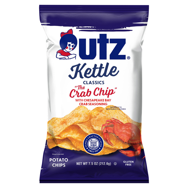 Chips & Pretzels Utz Potato Chips, The Crab Chip, Kettle Classics hero