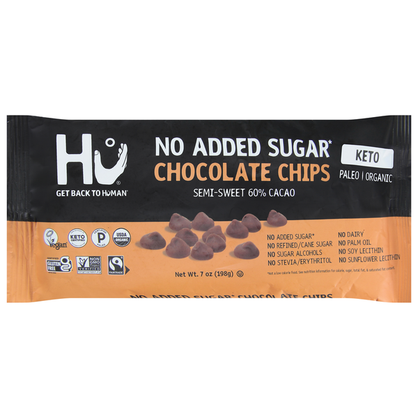 Baking Ingredients Hu Chocolate Chips, No Added Sugar, Organic, 60% Cacao, Semi-Sweet hero