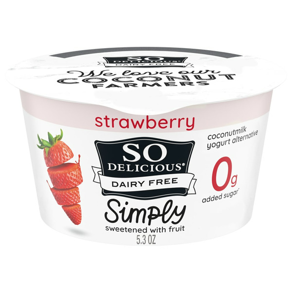 Yogurt/Kefir So Delicious 0g Added Sugar Strawberry Coconut Milk Yogurt Alternative, Vegan hero