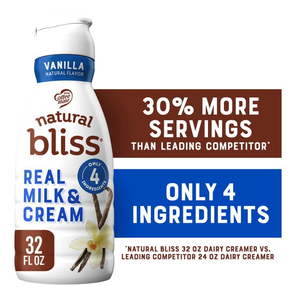 Cream & Half & Half Coffee mate Natural Bliss Vanilla Coffee Creamer hero