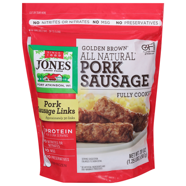 Jones Dairy Farm Pork Sausage, All Natural, Golden Brown hero