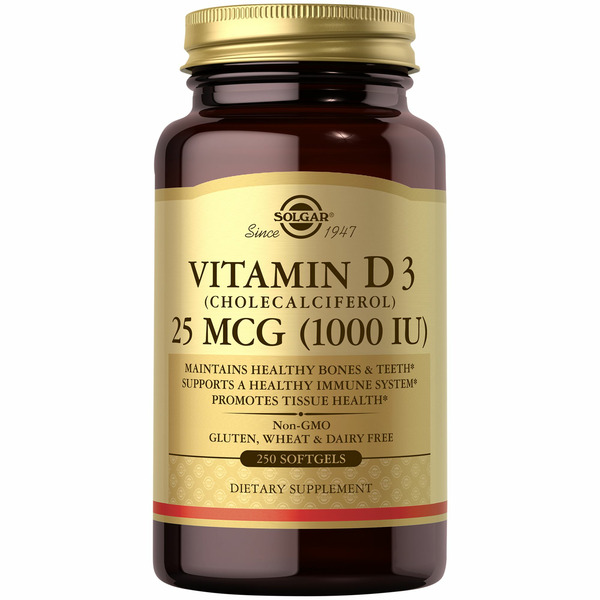 Vitamin D Solgar Vitamin D3, 25 mcg, Softgels hero