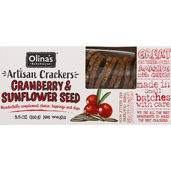 Crackers Olina's Bakehouse Artisan Crackers, Cranberry & Sunflower Seed hero