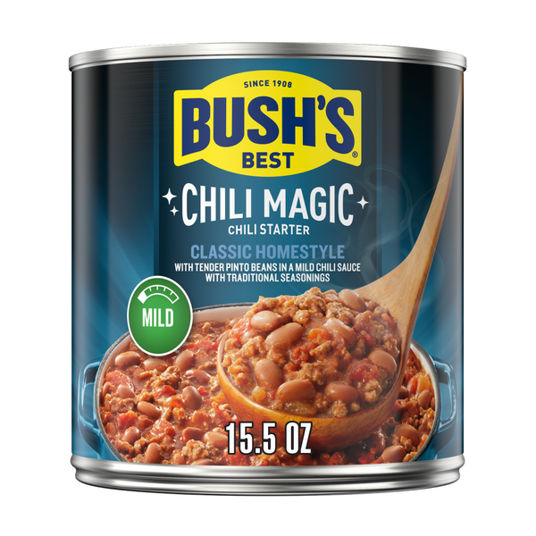 Canned Meals & Beans Bush's Best Classic Homestyle Chili Magic Chili Starter hero