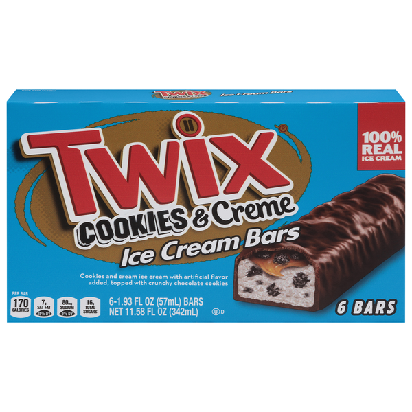 Ice Cream & Ice TWIX Cookies & Cream Vanilla Ice Cream Bars With Crunchy Chocolate Cookie Pieces of hero