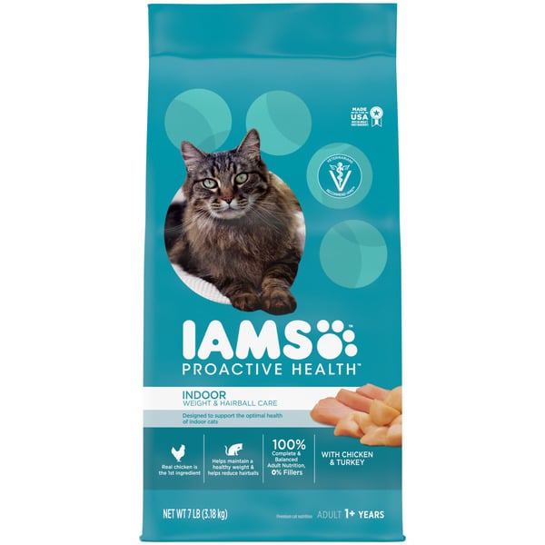 Cat Food IAMS Indoor Weight Control & Hairball Care Chicken & Turkey Dry Cat Food hero