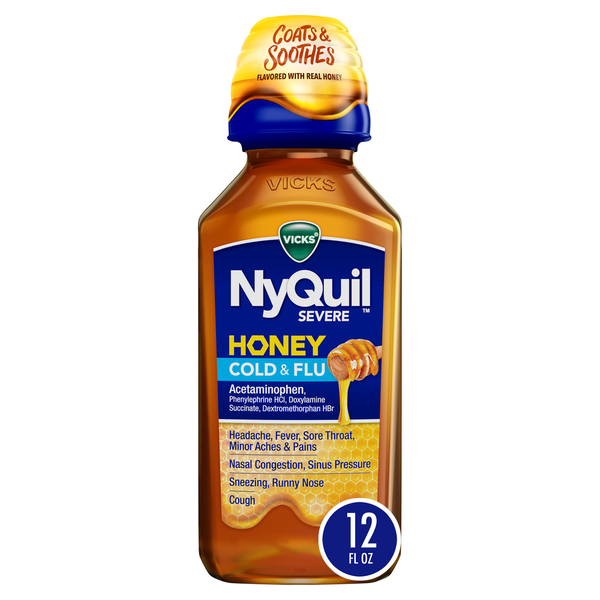 Cold, Flu & Allergy Vicks NyQuil SEVERE Honey Cold and Flu Medicine hero