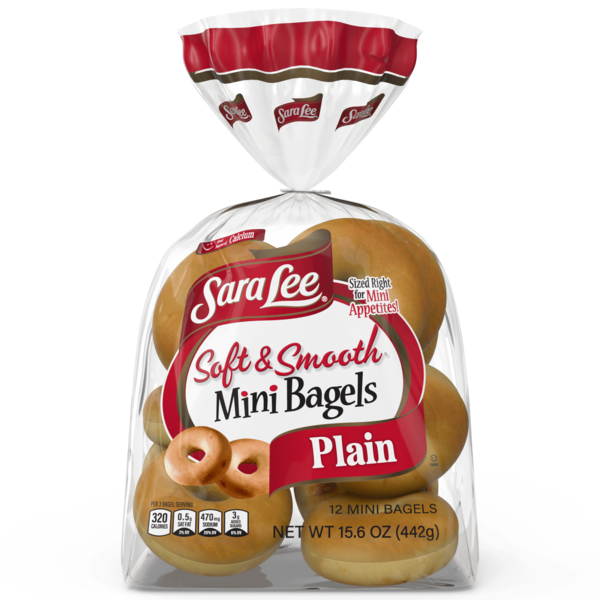 Breakfast Bakery Sara Lee 12 count, Plain Mini Bagels hero