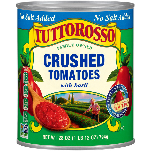 Canned & Jarred Vegetables Tuttorosso No Salt Added Crushed Tomatoes with Basil hero