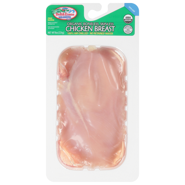 Packaged Poultry Bell & Evans Chicken Breast, Organic Boneless Skinless 100% Air Chilled hero