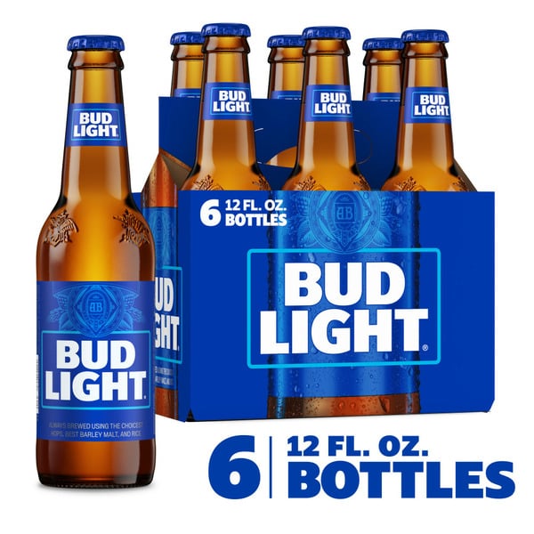 Domestic Bud Light Lager Beer Bottles hero