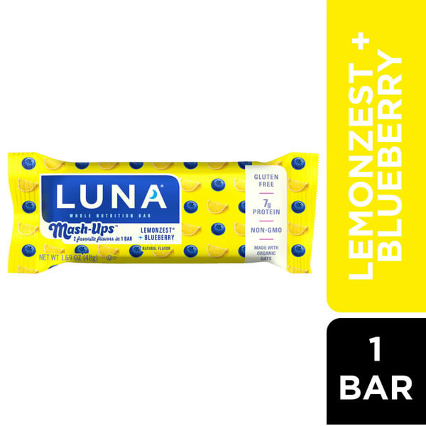 Protein, Energy & Granola Bars Luna Mash-Ups Lemonzest + Blueberry Whole Nutrition Bar hero