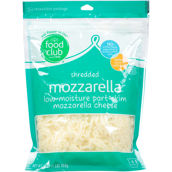 Packaged Cheese Low-Moisture Part-Skim Mozzarella Shredded Cheese hero