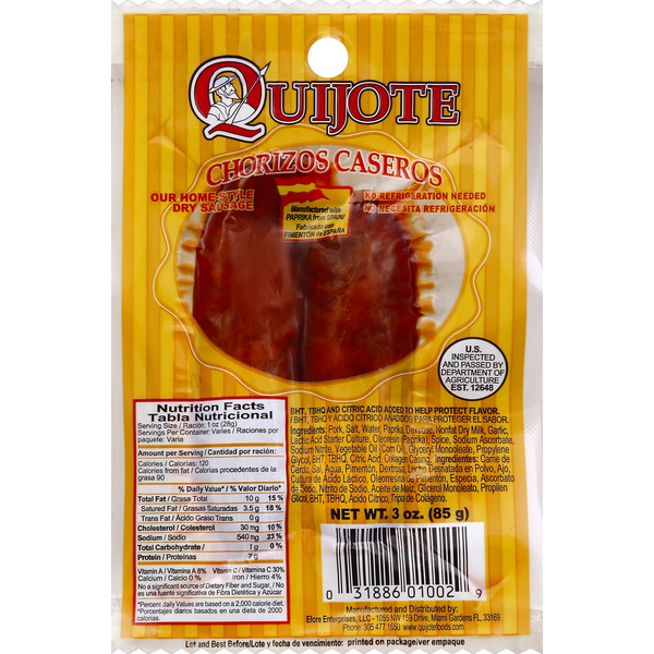 Packaged Meat Quijote Sausage, Dry hero