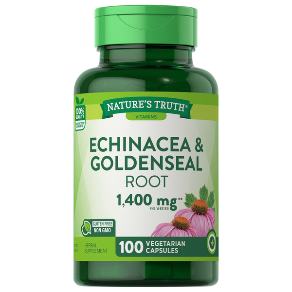 Nature's Truth Echinacea & Goldenseal Root, 1400 mg, Vegetarian Capsules hero