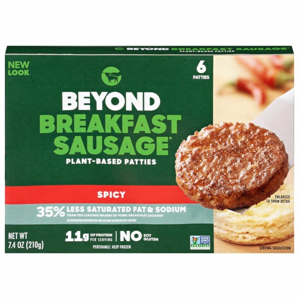 Tofu & Meat Alternatives Beyond Meat Beyond Breakfast Sausage, Plant-Based Breakfast Patties, Spicy hero