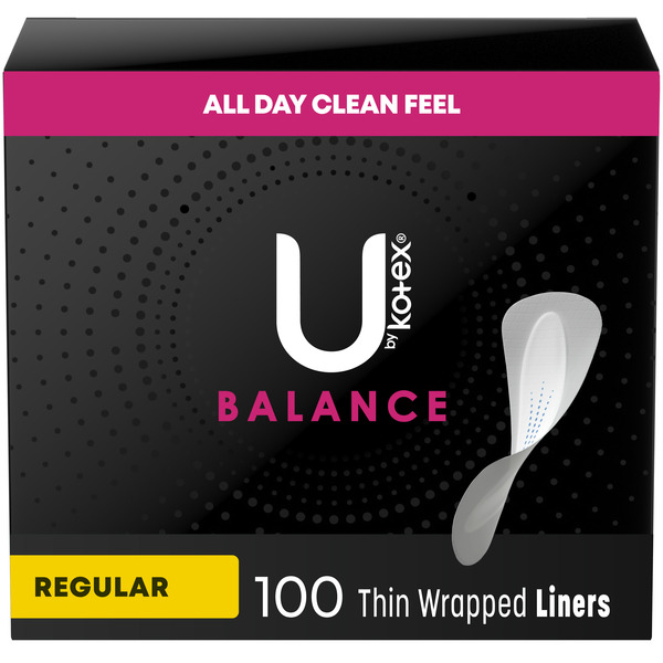 Feminine Care U by Kotex Balance Daily Wrapped Panty Liners, Light Absorbency, Regular Length hero