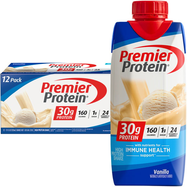 Protein & Meal Replacements Premier Protein 30g Protein Shake, Vanilla, 30g Protein, 11 Fl Oz, 12 Count hero