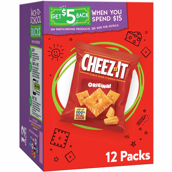 Chips & Pretzels Cheez-It Cheese Crackers, Baked Snack Crackers, Lunch Snacks, Original hero