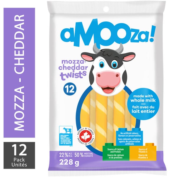 Packaged Cheese Amooza ! Mozzarella Cheddar Cheese Twists hero