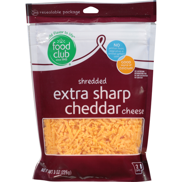 Packaged Cheese Food Club Shredded Cheese, Extra Sharp Cheddar hero