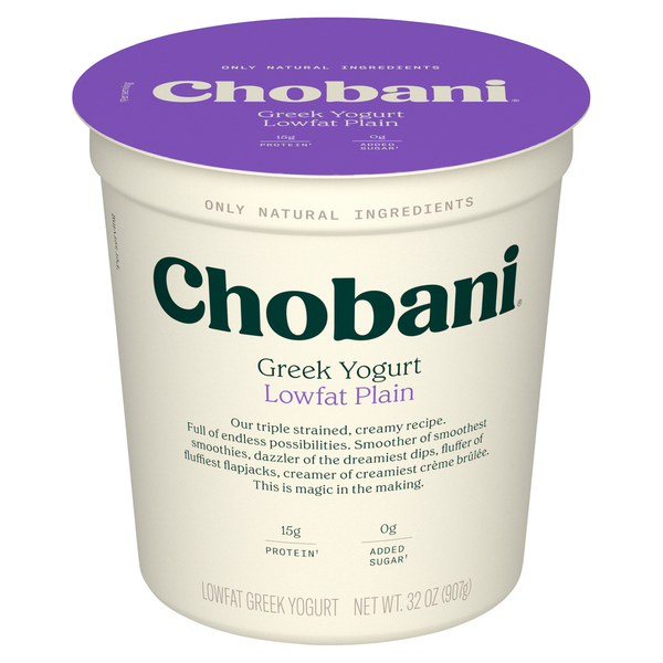 Yogurt/Kefir Chobani Yogurt, Greek, Lowfat, Plain hero