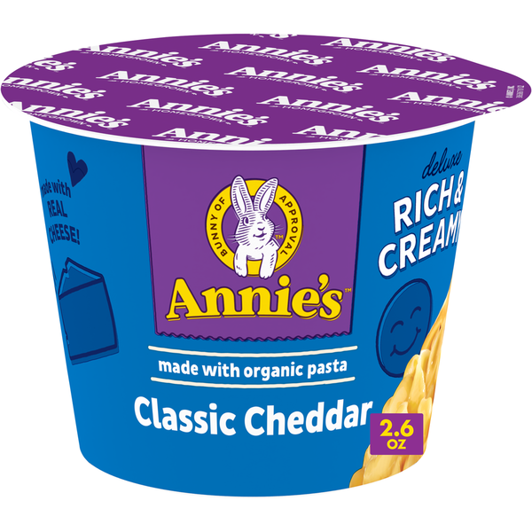 Instant Foods Annie's Deluxe Classic Cheddar Mac and Cheese Microwavable Cup hero