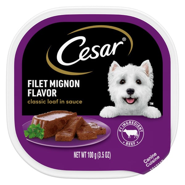 Dog Food Cesar Classic Loaf in Sauce Soft Wet Dog Food Filet Mignon hero