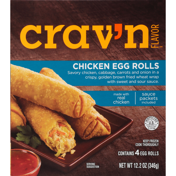 Frozen Appetizers & Sides Crav'n Flavor Egg Rolls, Chicken hero